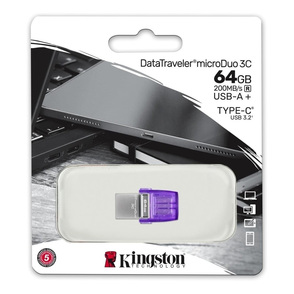 Kingston Technology‎ DataTraveler MicroDuo 3C 64GB USB-C and USB-A Flash Drive